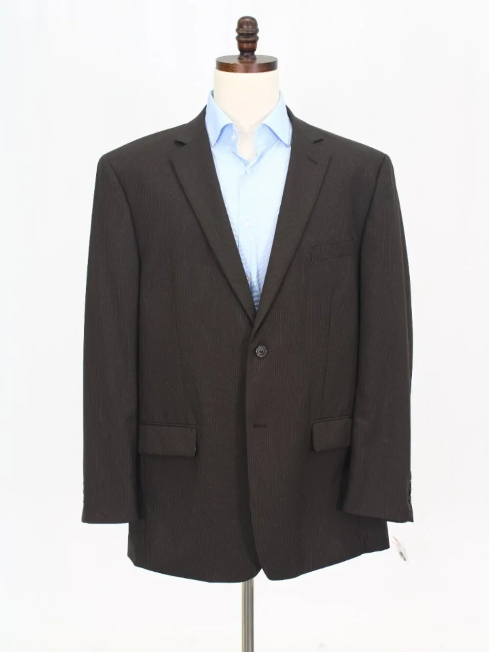 Pronto Uomo 48L 42x30 Brown Full Suit 2-Button Stripe R936